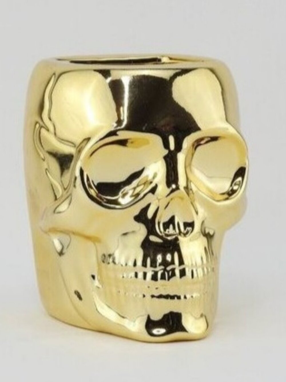 New Bath Body Works Gold Skull Soap Holder Halloween Pedestal Sleeve Decor